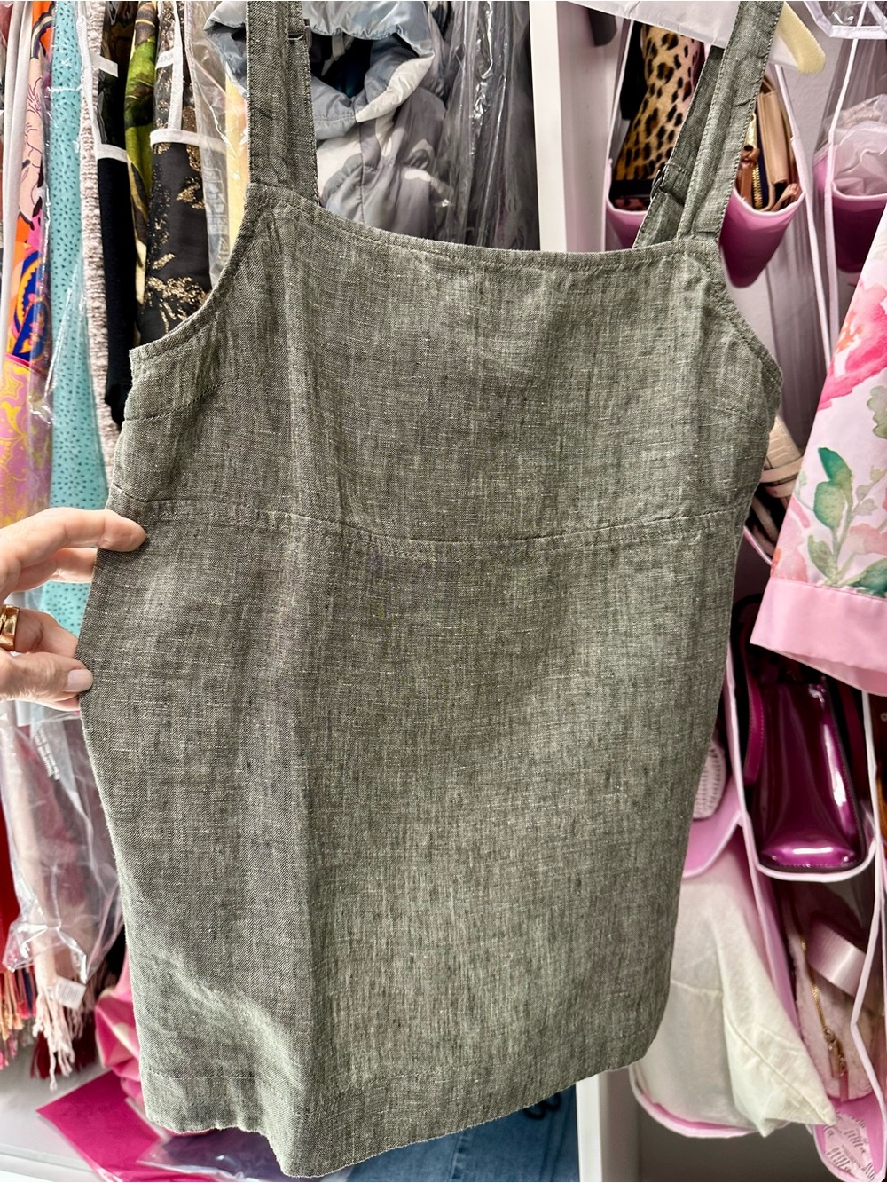 Athleta Olive Cropped Linen-Blend Jumpsuit
